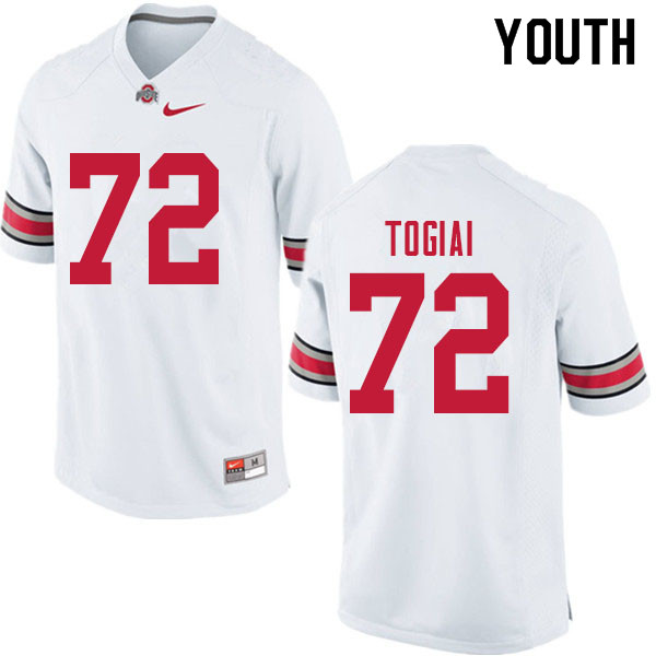 Ohio State Buckeyes Tommy Togiai Youth #72 White Authentic Stitched College Football Jersey